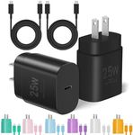 Type C Charger Fast Charging,25W USB C Wall Charger Fast Charging for Samsung Galaxy S23 Ultra/S23/S23+/S22/S22 Ultra/S22+/S21 Ultra/S20 Ultra/Note 20/Note 10 with 5FT C Charger Cable 2Pack