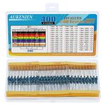 AUKENIEN 1/4W Resistor Assortment Kit 40 Values 400pcs 1/4 Watt Metal Film Fixed Resistors Variety Pack 0 Ohm to 10M Ohm 1/4Watt 0.25 watt Common Resistors Assorted RoHS Compliant with ±1% Tolerance