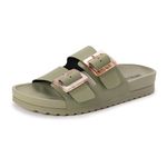 MUK LUKS Women's Grand Cayman Sandal, Light Olive, 8