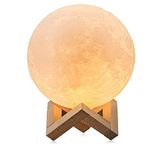 Kriva 3D USB Rechargeable Moon Lamp with Stand for Night Lamp, Reading, Dinner, Office, Decoration (White, 15cm)