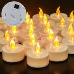 YIWER Battery Tea Lights Candles - LED Tea Lights 200 Hours Pack of 12 (Warm Yellow) New Version