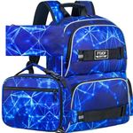 Laptop Backpack, 17 Inch School Bag College Bookbag Set, Water Resistant Aurora Backpacks with Lunch Bag for Teens Boys Man Students (Blue)