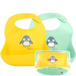 NatureBond Silicone Baby Bibs for Babies & Toddlers (2 PCs) with Waterproof Pouch | Comfortable Soft Waterproof Bib Keeps Stains Off (Lemonade Yellow & Marshmallow Green)