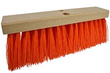 Janico 4016 Bristles Street Broom Head, 16 Inch, Orange Poly Bristles, Brown