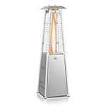 COSTWAY Table Top Gas Patio Heater, Adjustable Flame Pyramid Propane Gas Outdoor Burner with Flameout and Tip-over Protection for Garden Gatherings Parties, Stainless Steel (Silver)