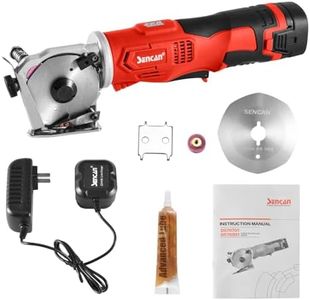 SENCAN Cordless Rotary Fabric Cutter, Multi-layer Electric Fabric Scissors with 1"Cutting Thickness, for Leather and Carpet, with 1 Battery, Cordless shear 14.4V, with 2pcs blades