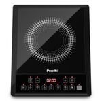 Preethi Indicook IC124 Induction Cooktop, 2100-Watt Electric Stove with Soft Touch Buttons and Crystal Glass (Black)