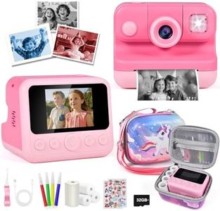 Elecoutek Kids Instant Print Camera, 30MP 1080P HD Digital Camera for Boys Girls with Color Pens & 32GB Card, Christmas Birthday Gifts Kids Toys for 3-12 Years Old (Pink)