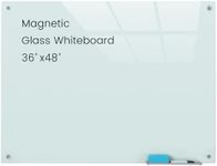 Gooderboard Glass Magnetic White Board - 48 x36 Inches Dry Erase Glass Whiteboard for Wall, Wall Mounted Glass Board for Office and Schools