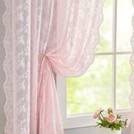 Pink Lace French Door Curtains Set 