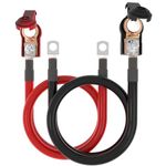 SHIERLENG 2 AWG 3FT Gauge Power Battery Cable with Battery Terminal Connectors 3/8" Lugs, Red + Black Pure Copper Battery Lead Wire for Automotive, Motorcycle, Marine, Boat, Car, Inverter