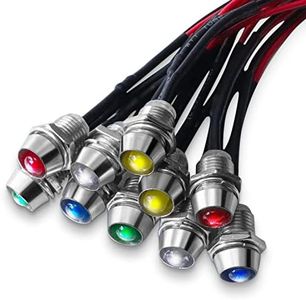 Senpinkboo 10PCS Car Boat LED Indicator Light 12V 8mm Pilot Dash Panel Warning Single Lamp