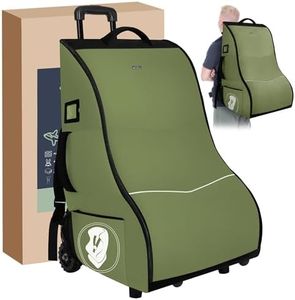 Wurzfolk Rolling Car Seat Travel Bag with Wheels – Car Seat Backpack Transport Case for Airplane Travel, Fits Convertible & Booster Seats, Protective Storage Cover, (Green)
