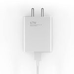 Mi Xiaomi Original 67W Fast Charger Combo/Rapid Charging with Qualcomm Quick Charge 3.0. Includes USB Type-C 6A Fast Charge Cable. Compatable with mobiles, laptops, and Power Banks (White)