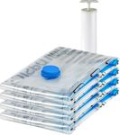 Amazon Basics Vacuum Compression Zipper Storage Bags with Hand Pump - 4 Pack, X-Jumbo, Polyamide, Clear