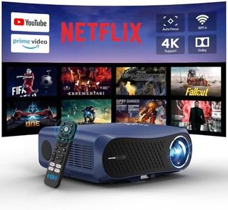 Smart Projector 4K HDR WiFi 6 Bluetooth NFC, 1700ANSI Lumen Daytime/Daylight Viewing, Android TV Proyector with Netflix Dolby Audio HDMI ARC, Auto Focus & Keystone, Zoom, for Movie Gaming Presentation