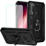 Yerebel for Redmi Note 8 (2019/2021) M1908C3JH Case with Tempered Glass Screen Protector, [Military Grade] [Metal Ring] [Magnetic Support] Heavy Duty Armor Cover for Xiaomi Redmi Note 8 (Black)