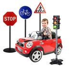 Road Safety Signs and Traffic Signal & Crosswalk Lights Set Kids Educational Pretend Play (Set of Road Signs and Traffic Lights)