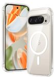 FNTCASE for Google Pixel-9-Pro XL Case: Clear Case Magnetic Military Grade Drop Protection Anti Yellowing Cell Phone Cover - Shockproof Rugged Protective Bumper Transparent Cases(Clear)