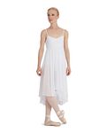 Capezio Camisole Empire Dress Dance Costume, Elegant Dance Costumes With Leotard & Flowing Georgette Skirt, Sleeveless Dress For Women, Ideal For Lyrical & Ballet Dance - White, XS (Xtra Small)