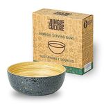 Jungle Culture® Medium Bamboo Salad Bowl • Handmade Wooden Bowls • Big Fruit Bowl with Black Terrazzo Pattern • Wood Bread Basket • Eco Friendly Decorative Serving Bowl for Pasta, Snacks & Crisps