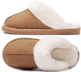 Donpapa Slippers Women Men With Memory Foam Fluffy Winter Ladies Cosy Warm Anti-Slip Plush Fleece Lined House Shoes Indoor Outdoor Chestnut 5.5-6.5