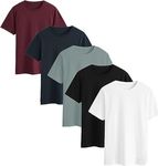 Fiber Knits Mens Plain T-Shirts - 5 Pack Short Sleeve Crew Neck Holiday Essentials Classic Solid Cotton Tshirts for Men- Sport Tees Workwear Boys Undershirts Gym Running (2 Extra Large (Pack of 5))