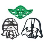 HEROES and VILLIAN COOKIE CUTTERS. Inspired by Darth Vader Mask, Green Yoda and Brown Chewbacca Faces/Heads Cookie Cutters (3 Pack)