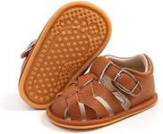 HsdsBebe Infant Baby Boys Girls Adjustable Strap Sandals Toddler Anti-Slip Rubber Sole Meash Breathable Outdoor Beach Slippers(M1996 Brown,1)