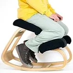 VILNO Ergonomic Kneeling Office Chair - Rocking Home & Work Wooden Computer Desk Chairs, Back & Neck Spine Pain, Better Posture, Ergo Knee Support Stool, Cross Legged Sitting (Black)