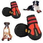 DcOaGt Dog Shoes for Large Dogs 4PCS Anti-Slip Dog Boots & Paw Protectors for Hot Pavement Winter Snow Hiking Walking, Waterproof Breathable and Reflective Dog Booties for Large Size Dogs
