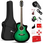 Vangoa Acoustic Electric Guitar Kit, 41 In Jumbo Cutaway Electric Guitars, 4/4 Full-size Guitare Electro-Acoustique, Starter Bundle, Built-in EQ, For Beginner Adult Teen, Right-Hand Gloss Green Burst