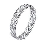 925 Sterlings Silver Celtic Knot Eternity Infinity Band Ring, High Polish Tarnish Resistant Engagement Wedding Band Stackable Ring 4mm for Women Girls Size 11