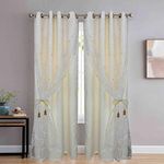 Dashing Fabrics Polyester Embroidered Double Long Door Cutrtain Pack of 2(9 Feet, Pearl White Embroidery + Ivory Blackout)