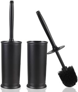 BYUNER Toilet Brush and Holder: 2 Pack Black Toilet Brush Set, Modern Toilet Bowl Brushes for Corner Clean, Bathroom Toilet Scrubber Brush with Cover, Deep Cleaning Toilet Cleaner Brush Set