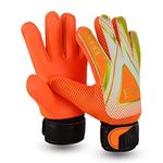 EFAH Soccer Goalie Goalkeeper Gloves for Kids Boys Children Football Gloves Protection Super Grip Palms (Orange, Size 5 Suitable for 9 to 12 Years Old)