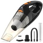 kitsky Handheld Vacuum, Mini Portable Vacuum. Powerful Suction Cordless Vacuum for Rooms, Cars, Carpets, and Sofas - 12000PA, Long Battery Life, LED Lights, Waterproof HEPA Filter, Lightweight