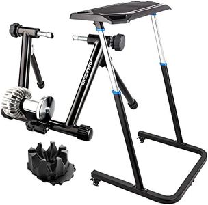 Alpcour Fluid Bike Trainer Stand for Indoor Riding – with Portable Multi-Tasking Bike Trainer Fitness Desk – with Bike Trainer 4-Tier Riser Block for Front Wheel with Anti-Skid Design