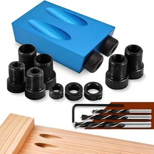 Pocket Hole Jig Kit,14pcs/Set 15 Degree Angle Oblique Hole Locator Positioner Drilling Bits Hole Jig Clamp Kit Woodwork Locator Woodworking Guide Tool Dowel Drill Joinery Kit 6/8/10mm LIBERHAUS