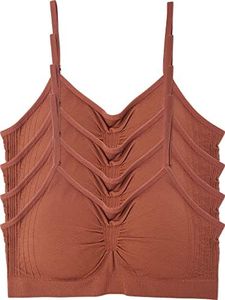 Kalon 4 Pack Nylon Spandex Removable Pads Comfort Bras Ext Sizes (XX-Large, Dark Caramel)