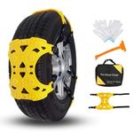 Jeremywell Universal Tire Security Snow Chains - Quality Strong Durable All Season Anti-Skid Car, SUV, and Pick Up Patterned Tire Chains for Emergencies and Road Trip Pack of 6