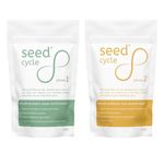 Convenient Organic Ground Seed Cycling Kit for Menstrual Health and Wellbeing. Phase 1 Ground Pumpkin & Flaxseeds and Phase 2 Ground Sunflower & Sesame Seeds