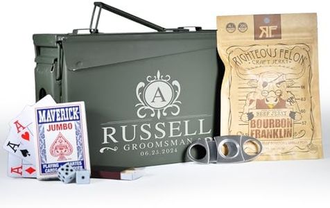 On The Rox Drinks Personalized Groomsmen Ammo Box For Men - Custom Groomsmen Ammo Can Gift Set - Authentic Grade 1 Military Ammo Box Gift For Dad - Personalized Wedding Favors - Custom Gift