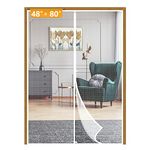 Yotache White Hanging Magnetic Screen Door Fits Door Size 48 x 80, Screen Size 50" x 81" Door Screen Magnet for Entry Front Sliding Door