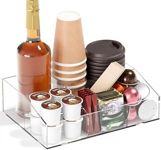 Neatsure Coffee Bar Station Organizer, Acrylic Countertop Holder for Pods, Condiments, Stirrers, Snacks, Tea, Bar Accessories, Gift for Lovers, Clear