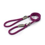 Ancol Viva Reflective Rope and Real Leather Slip Lead. 120x 1cm. PURPLE