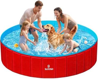 Sloosh Foldable Dog Pool - Portable Hard Plastic Doggie Swimming Pool, Anti-Slip Collapsible Pets Bath Tub Suitable for Indoor Outdoor Backyard Use (Red, 71" x 12")