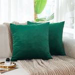 Sunday Praise Soft Large Velvet Throw Pillow Covers 24 x 24 Inches Set of 2 Christmas Decorative Solid Square Cushion Case for Couch Sofa Bed Farmhouse Décor,Dark Green