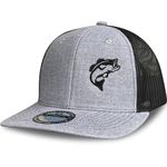 KUBILA Bass Fish Hats for Men Women - Fly Fishing Gifts Dad Hat Baseball Caps, Fish Logo Trucker Grey Black, One Size