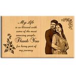 Incredible Gifts India Personalized Engraved Wooden Photo Plaque Gift For Couples (7 X 4 Inches, Brown)